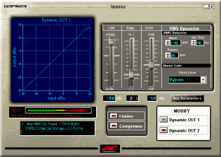 
 The DSPB23 provides highly flexible Dynamics control
 by offering a Limiter or Compressor for each output channel.
 