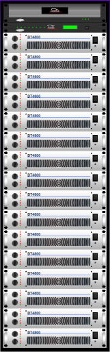 
 Ecler DT6800 & DT4800 Tri-Level Digital
 Amplifiers were used extensively in the
 audio distribution system.		  
 